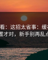 17c免费看：这招太省事：缓存这样设置才对，新手别再乱点