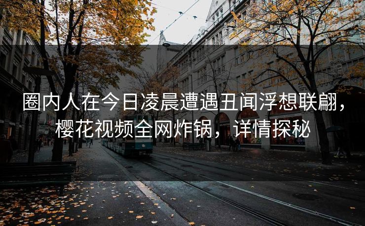 圈内人在今日凌晨遭遇丑闻浮想联翩，樱花视频全网炸锅，详情探秘