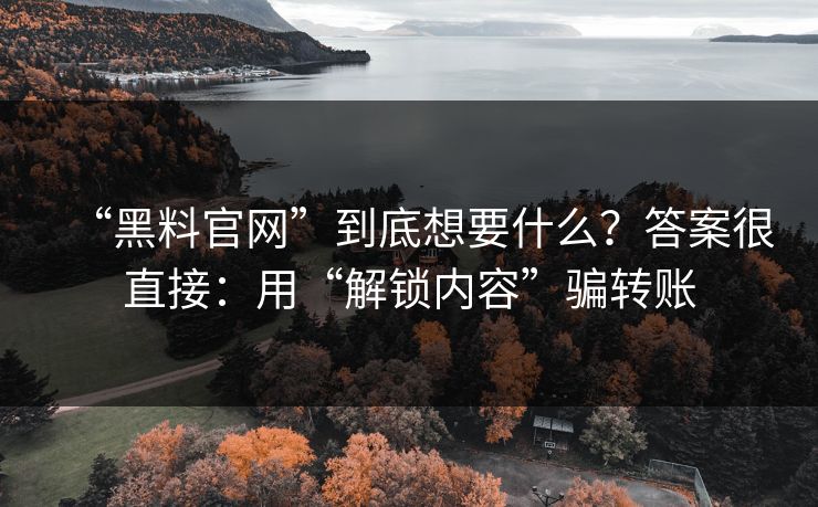 “黑料官网”到底想要什么?答案很直接:用“解锁内容”骗转账 “黑料官网”到底想要什么?答案很直接:用“解锁内容”骗转账