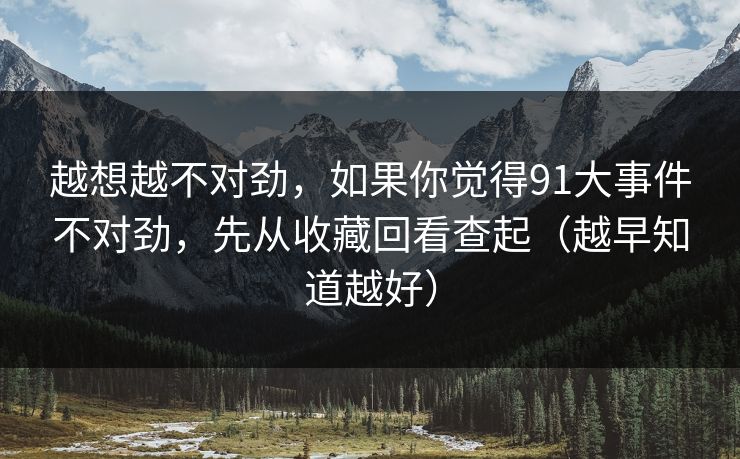 越想越不对劲，如果你觉得91大事件不对劲，先从收藏回看查起（越早知道越好）