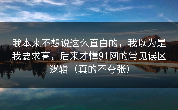 我本来不想说这么直白的，我以为是我要求高，后来才懂91网的常见误区逻辑（真的不夸张）